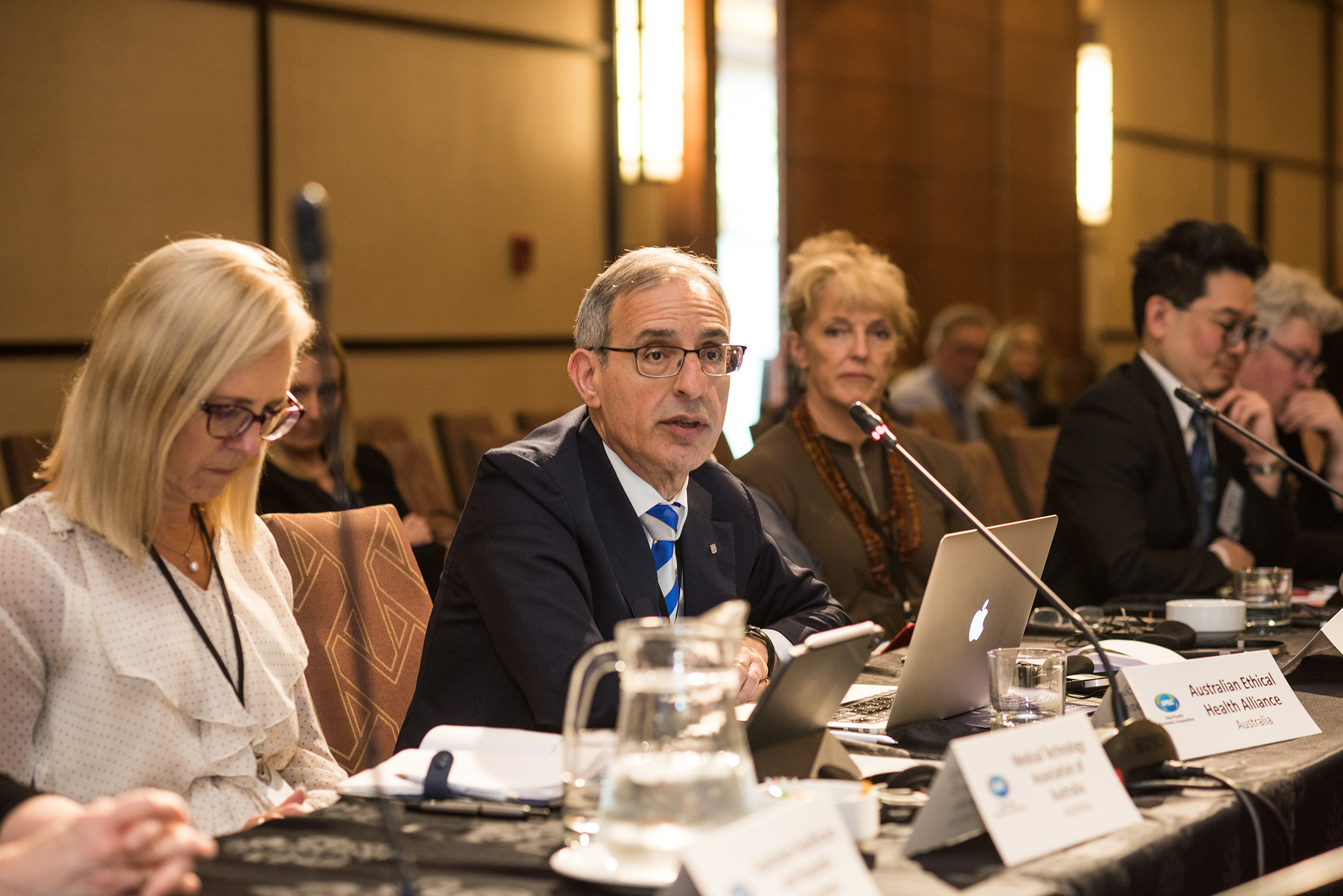 AEHA Chair Adrian Cosenza with Michelle Wagner (left) representing MTAA, and Gillian Deakin (right) representing RACGP 